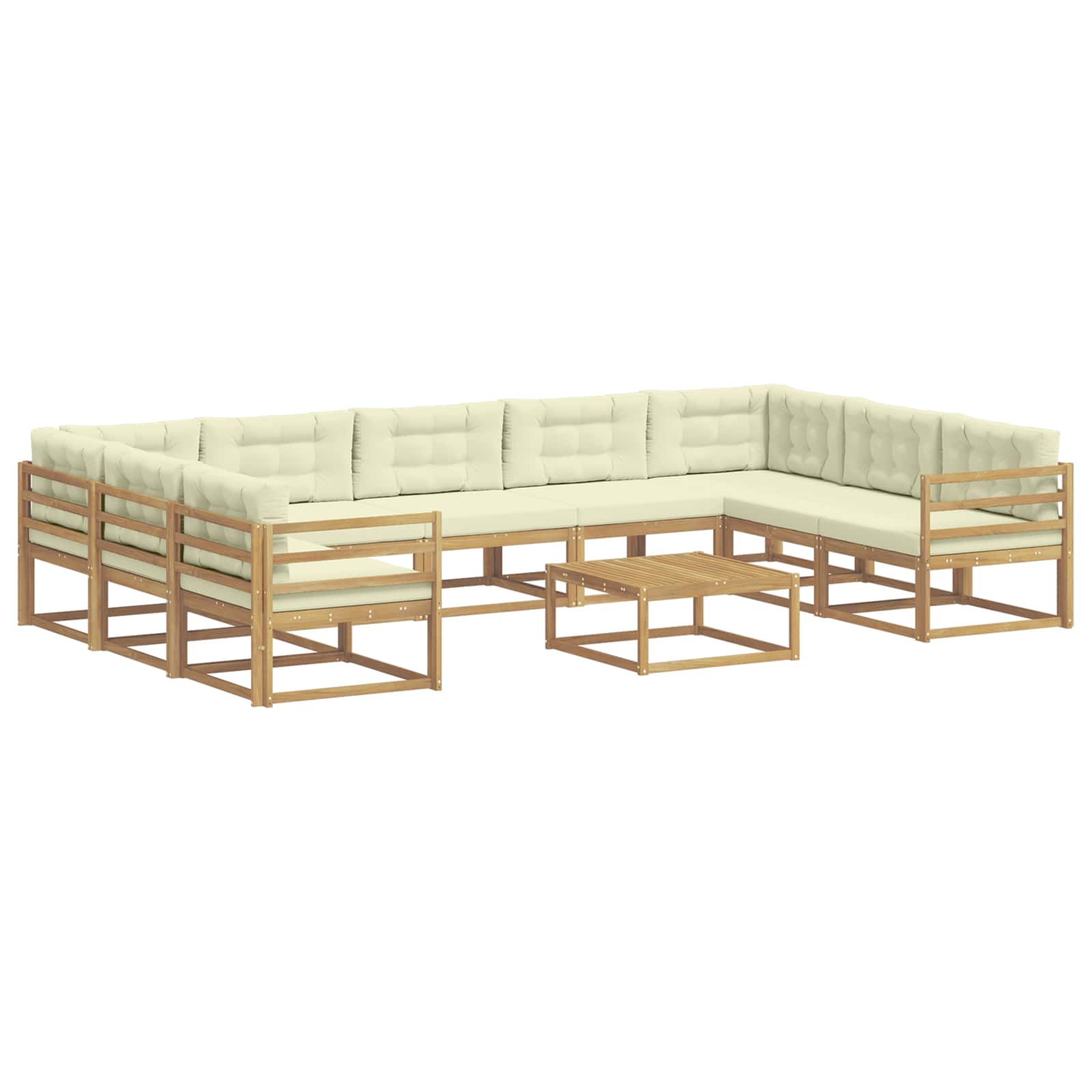 Conjunto de sofás de exterior con cojín 10 pcs Blanco y Crema