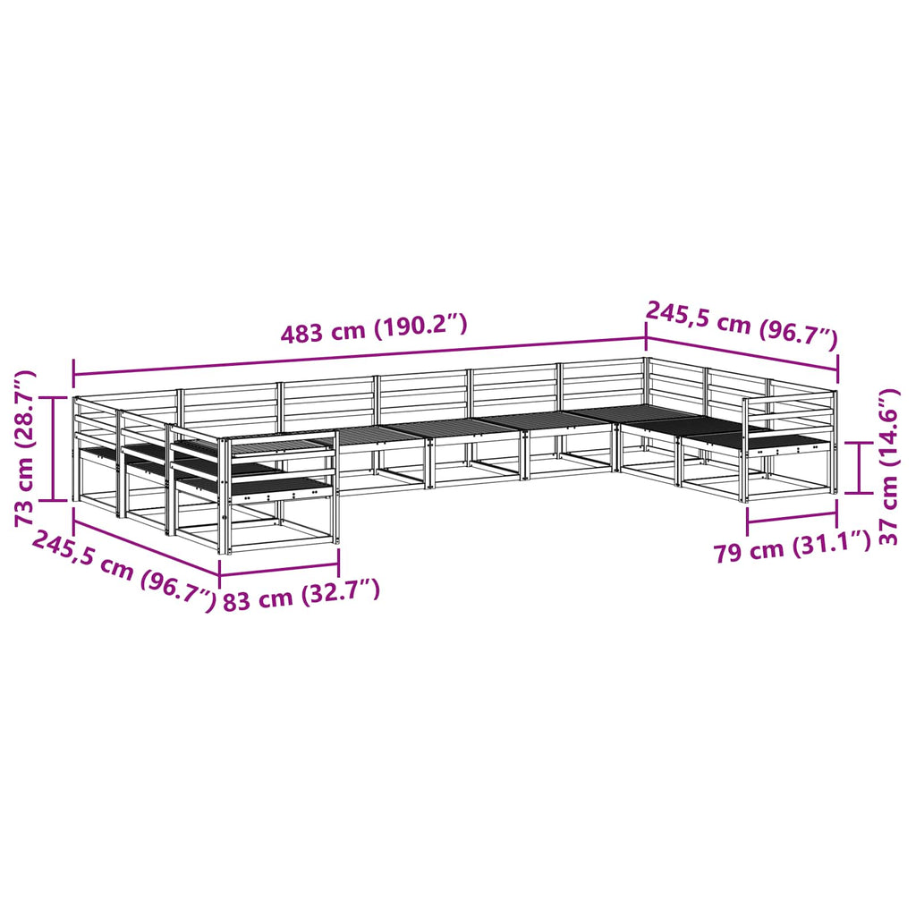 Conjunto de sofás de exterior 10 pcs Blanco