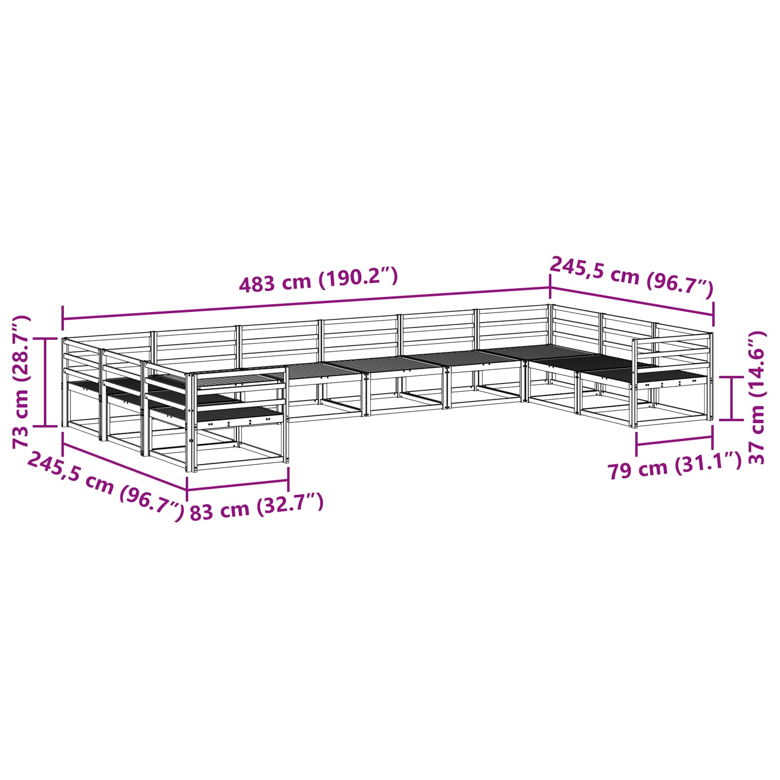 Conjunto de sofás de exterior 10 pcs Blanco