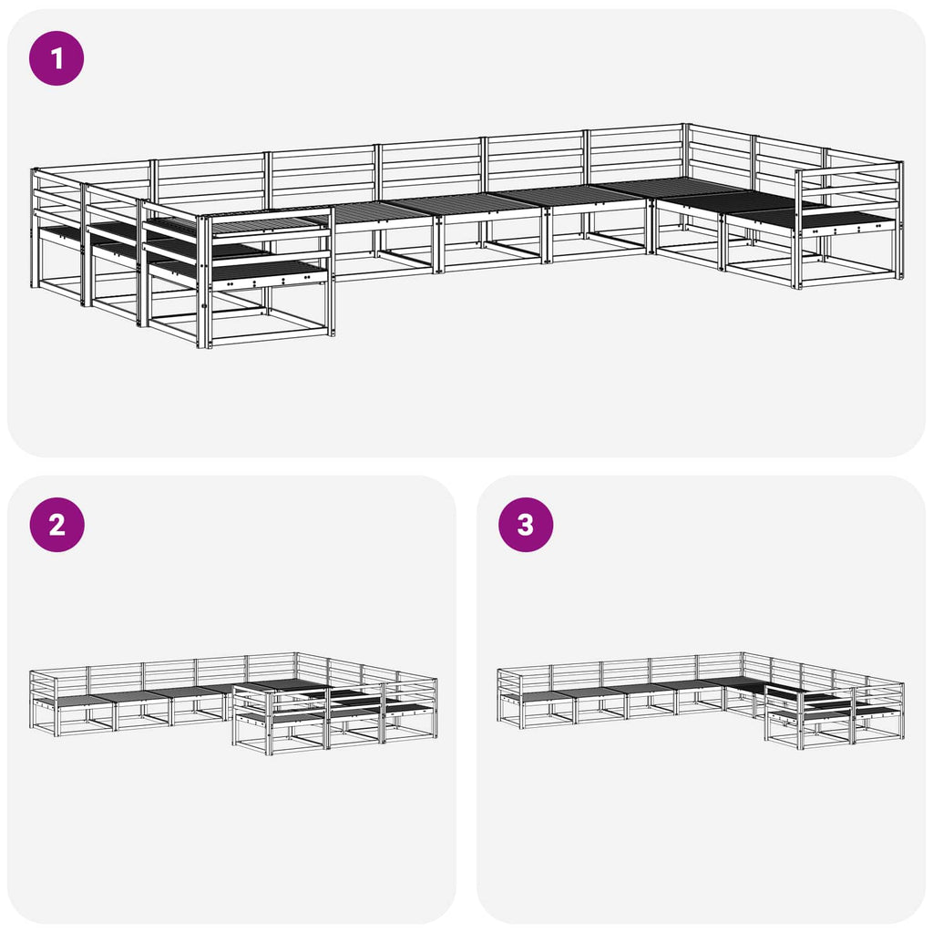 Conjunto de sofás de exterior 10 pcs Blanco