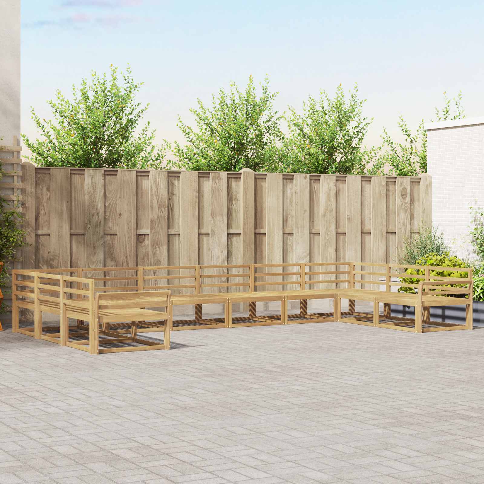 Conjunto de sofás de exterior 10 pcs Blanco