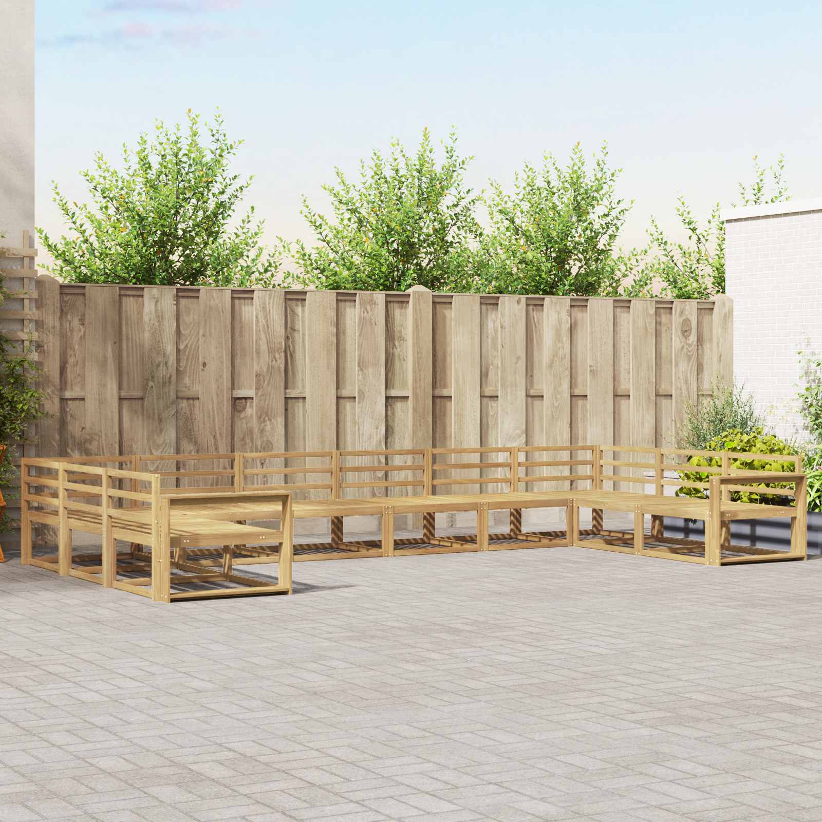 Conjunto de sofás de exterior 10 pcs Blanco