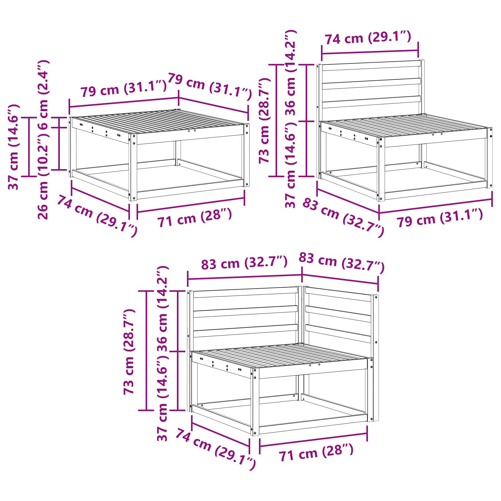 Conjunto de sofás de exterior 11 pcs Blanco