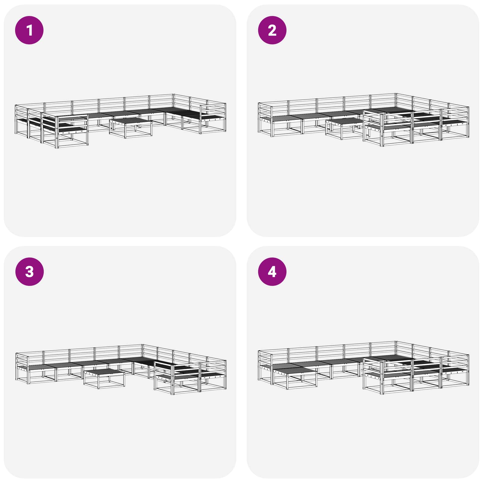 Conjunto de sofás de exterior 11 pcs Blanco