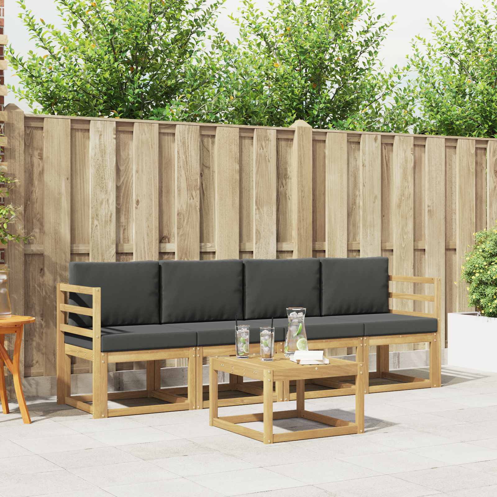 Conjunto de sofás de exterior 4 pcs Natural