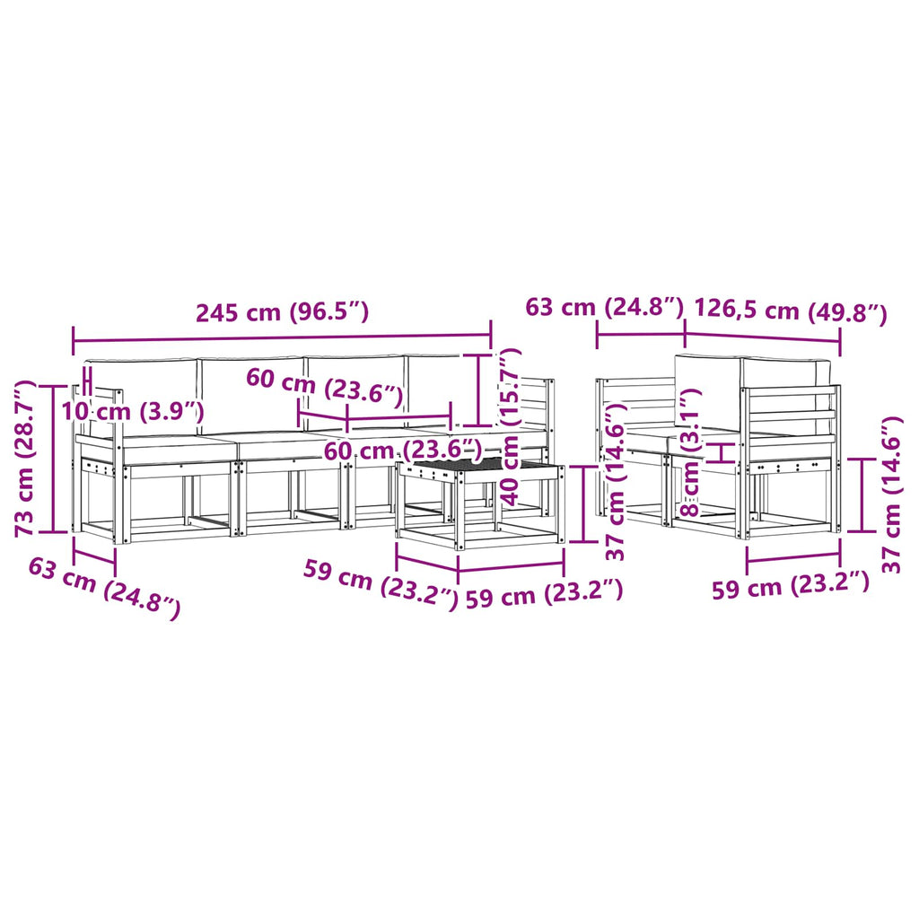 Conjunto de sofás de exterior 7 pcs Blanco y Antracita
