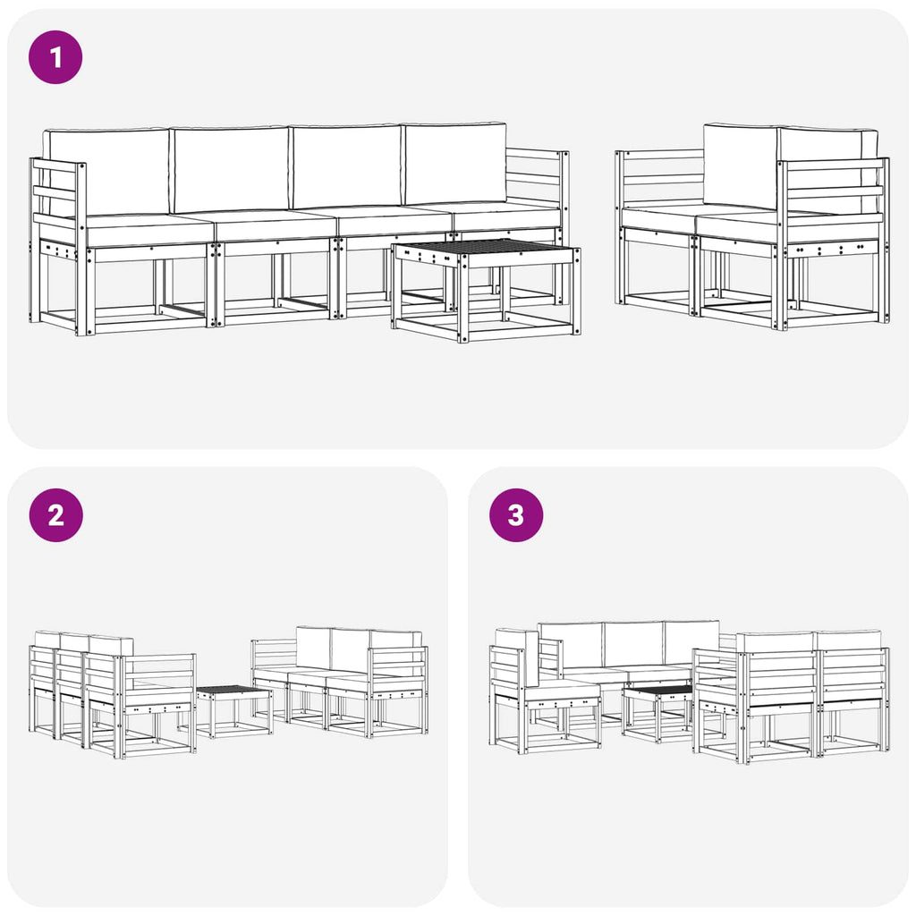 Conjunto de sofás de exterior 7 pcs Blanco y Antracita