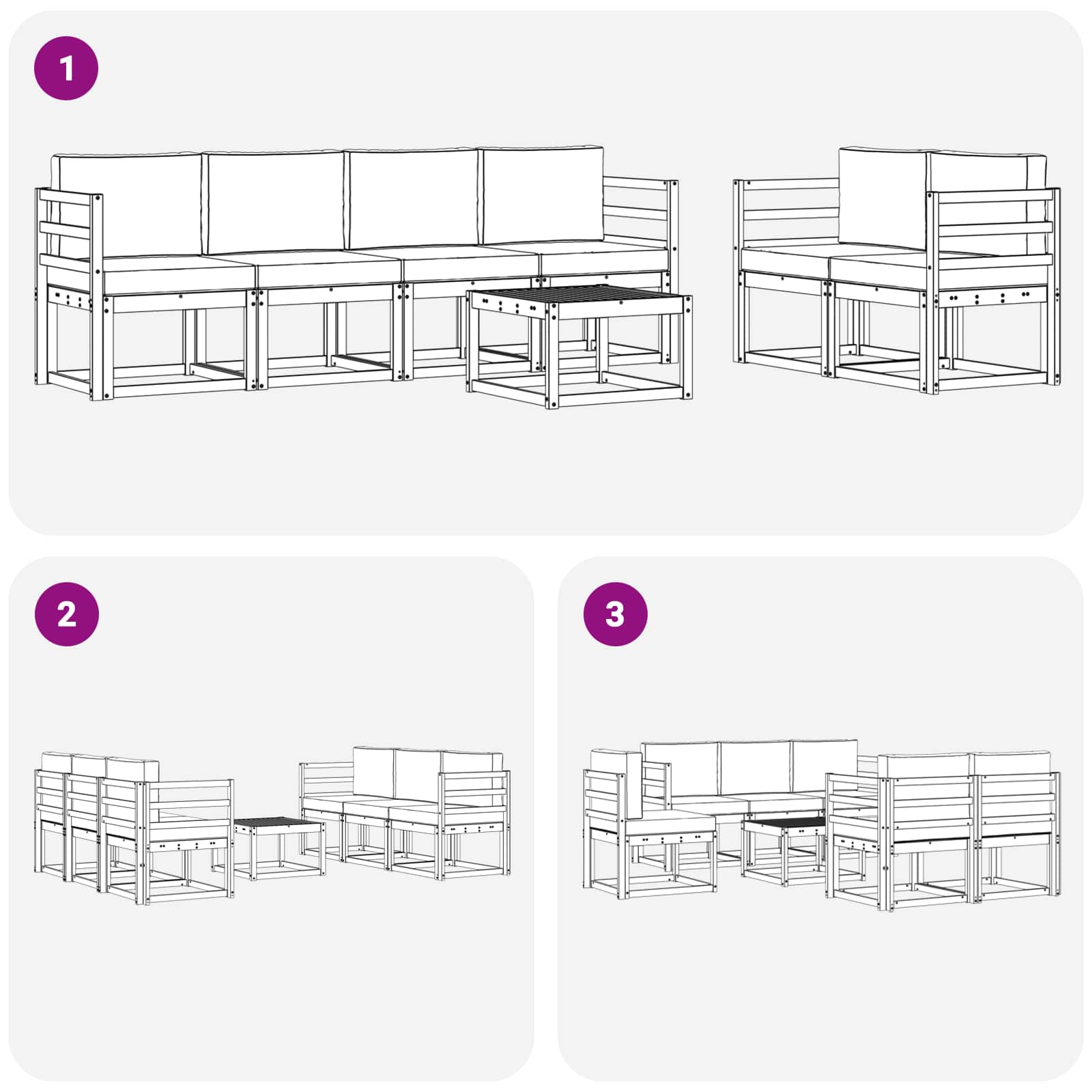Conjunto de sofás de exterior 7 pcs Blanco y Antracita