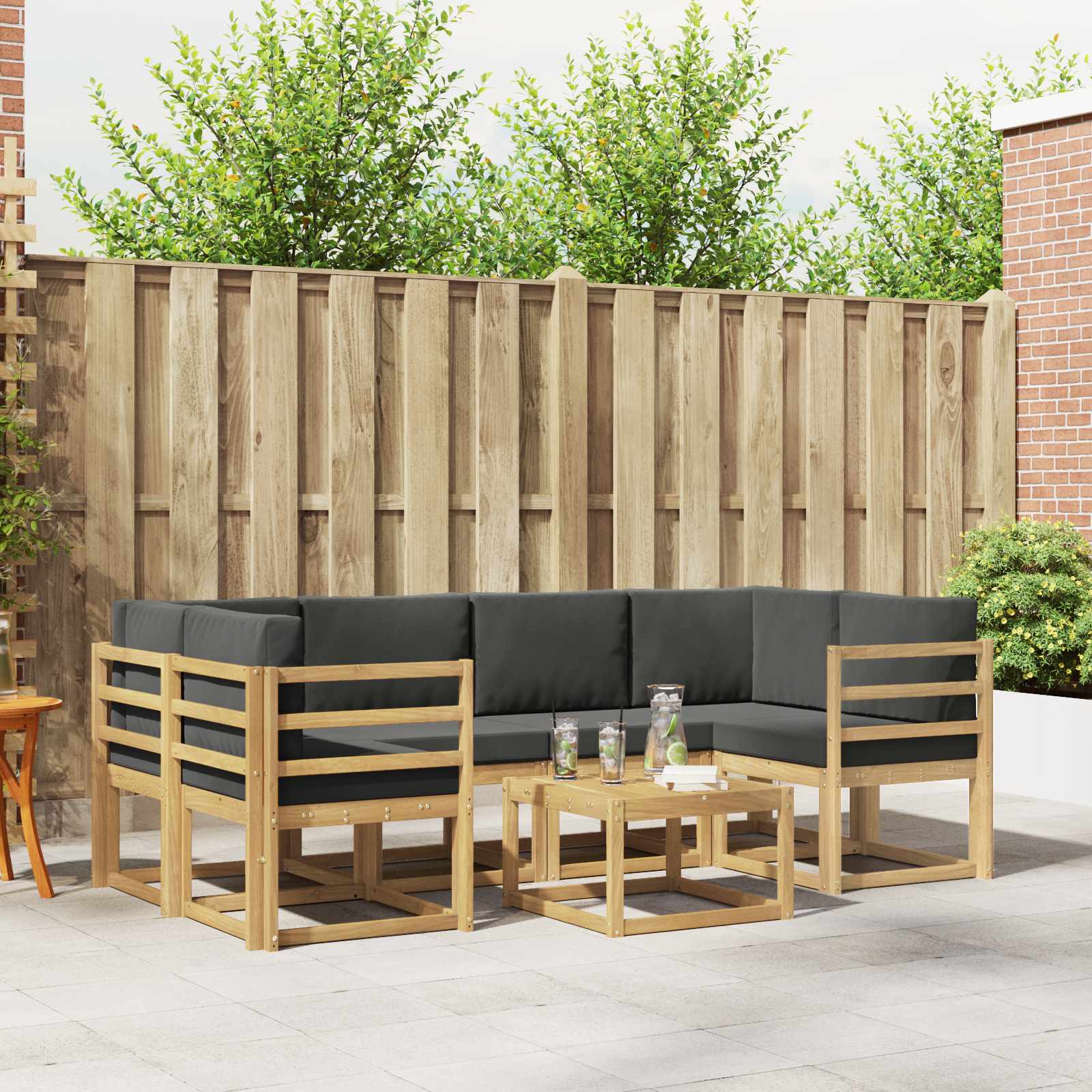 Conjunto de sofás de exterior 7 pcs Blanco y Antracita