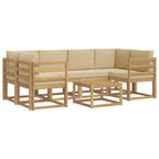 Conjunto de sofás de exterior con cojín 7 pcs y Beige