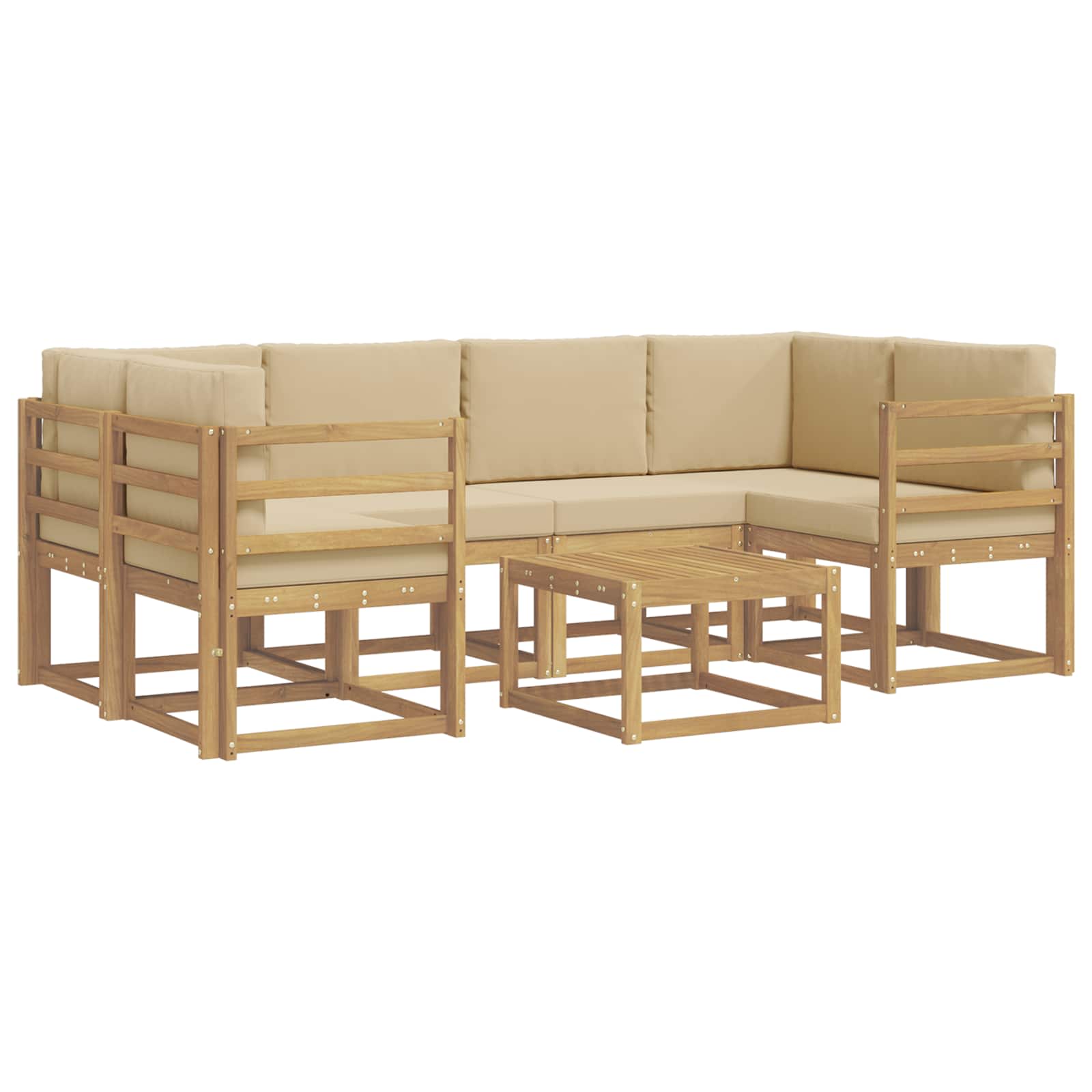 Conjunto de sofás de exterior con cojín 7 pcs y Beige