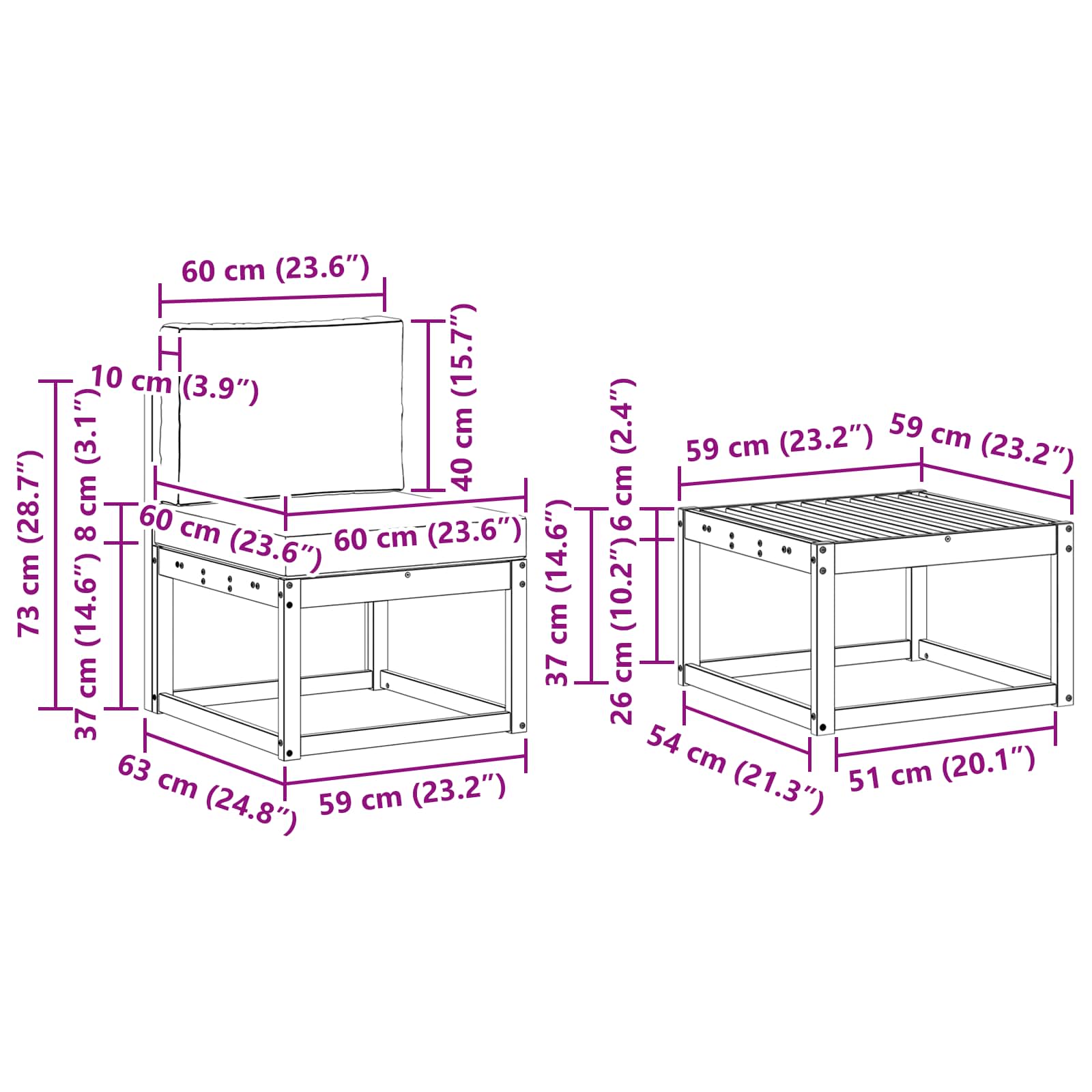 Conjunto de sofás de exterior 7 pcs