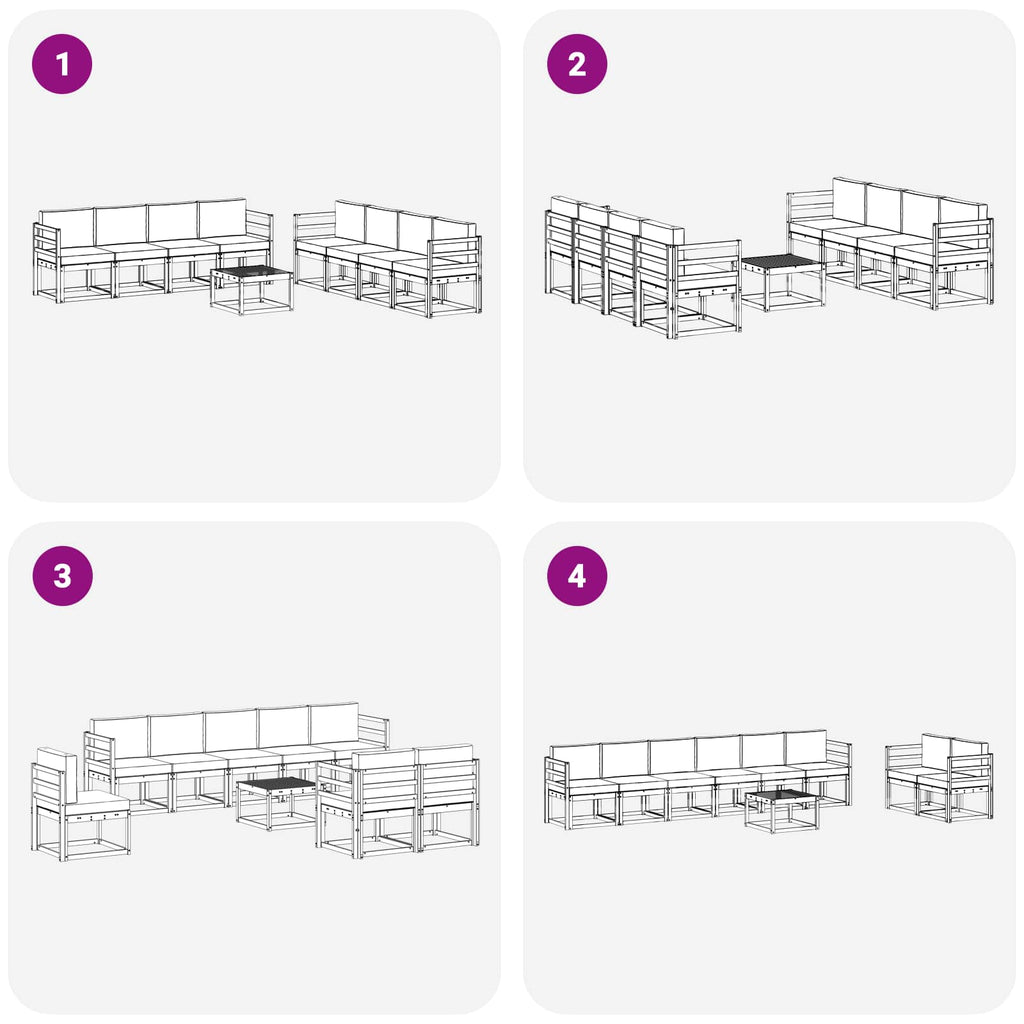 Conjunto de sofás de exterior 9 pcs Blanco y Antracita