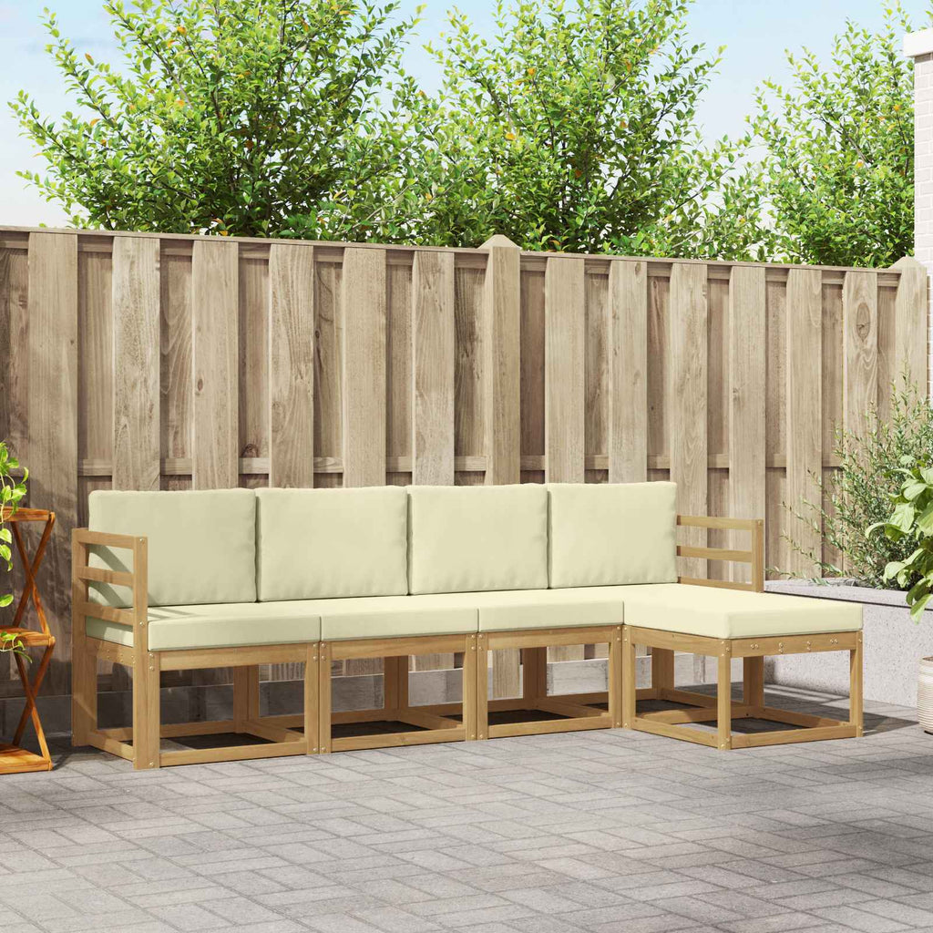 Conjunto de sofás de exterior con cojín 10 pcs Blanco y Crema