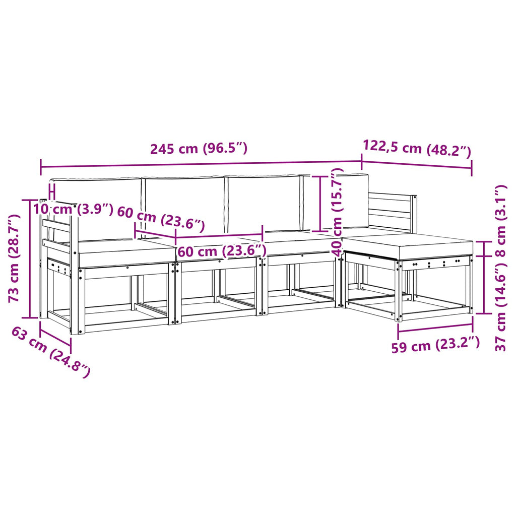 Conjunto de sofás de exterior 5 pcs Blanco y Antracita