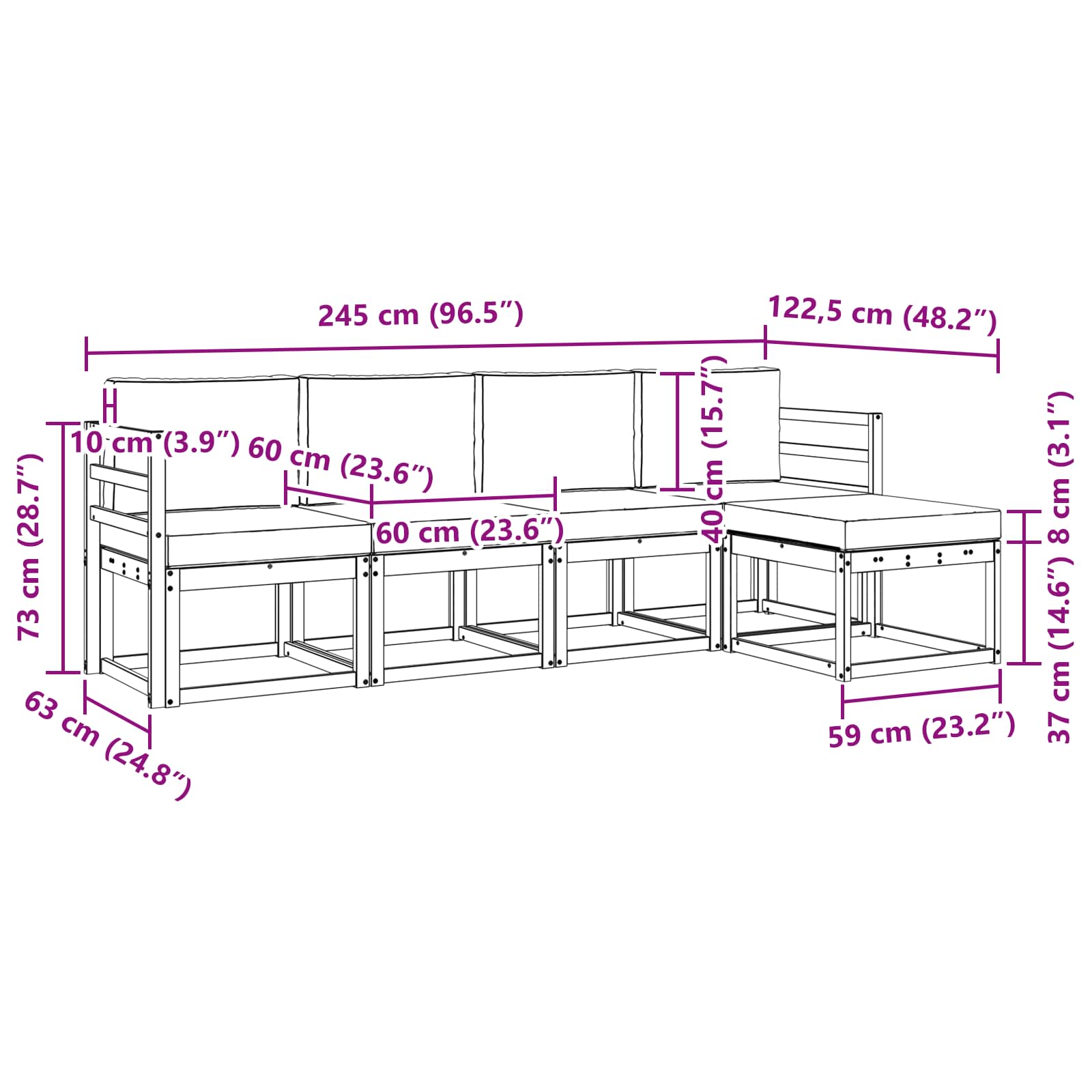 Conjunto de sofás de exterior 5 pcs Blanco y Antracita