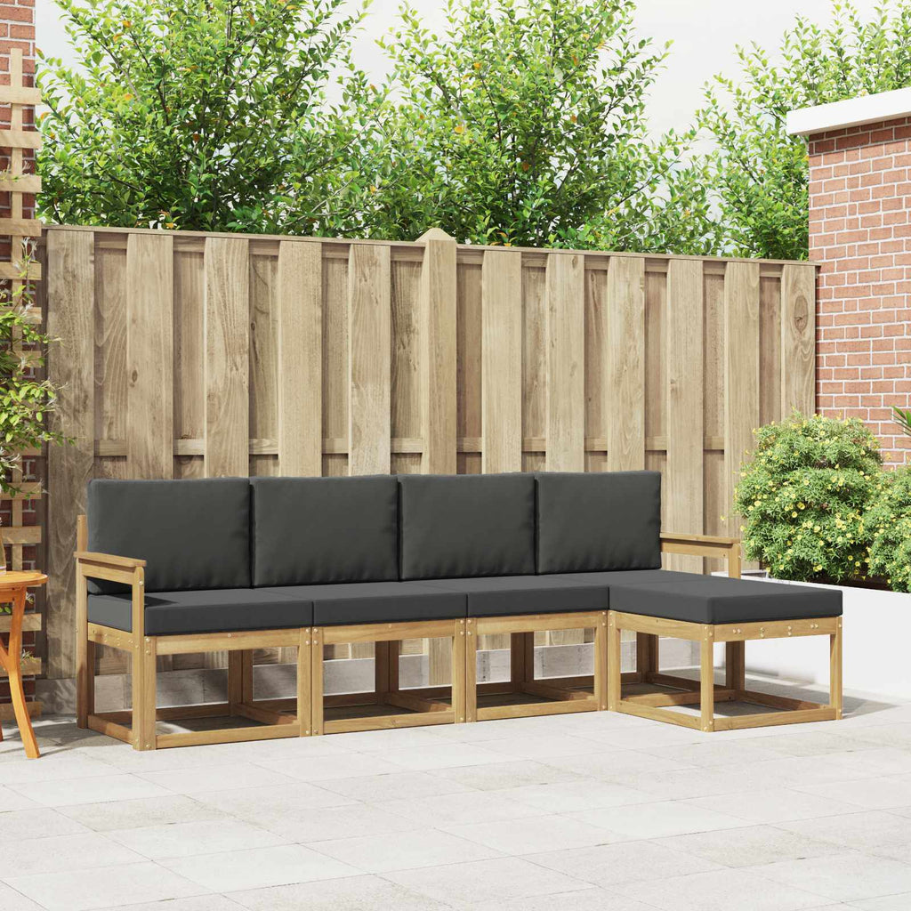 Conjunto de sofás de exterior 5 pcs Blanco y Antracita
