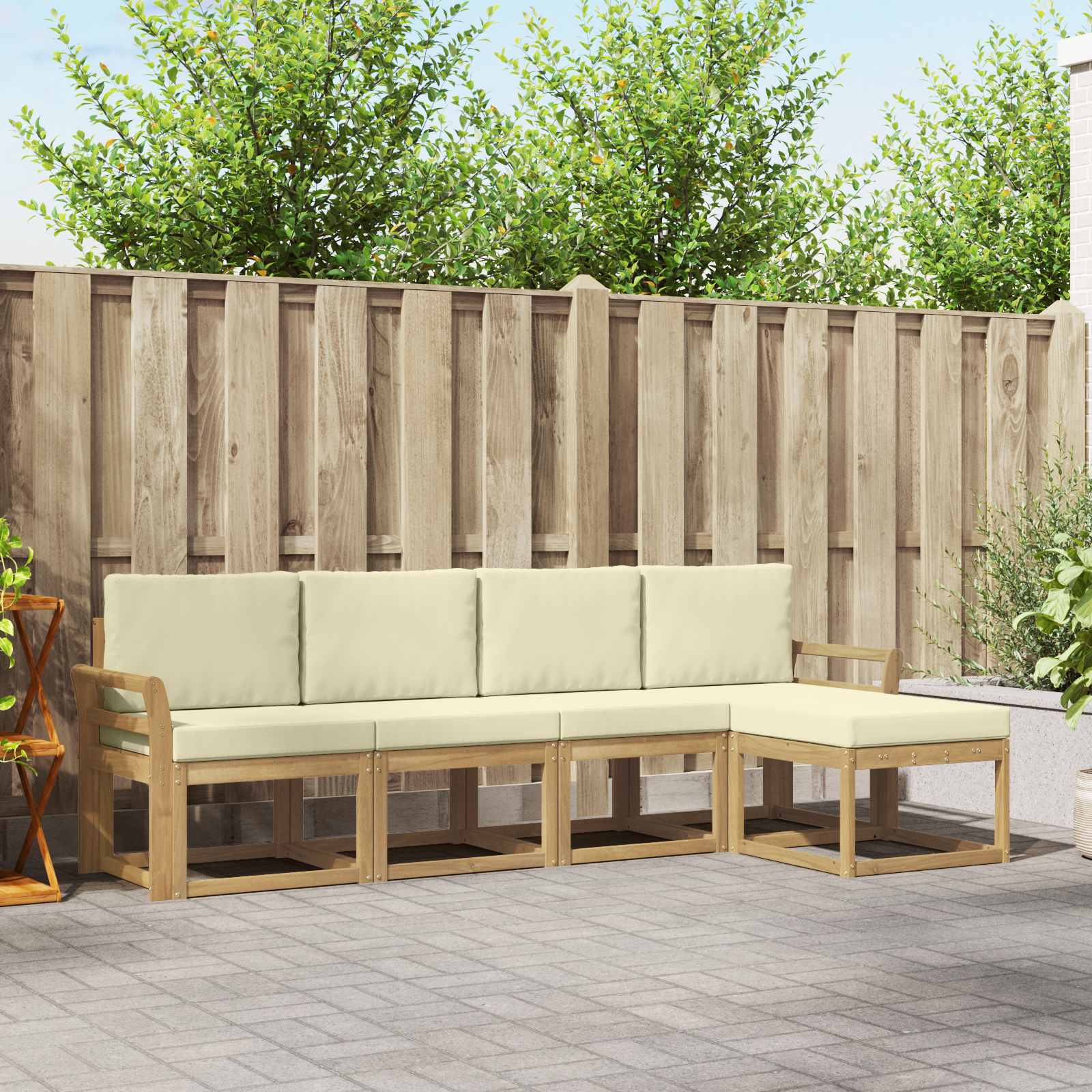 Conjunto de sofás de exterior 5 pcs Blanco y Antracita