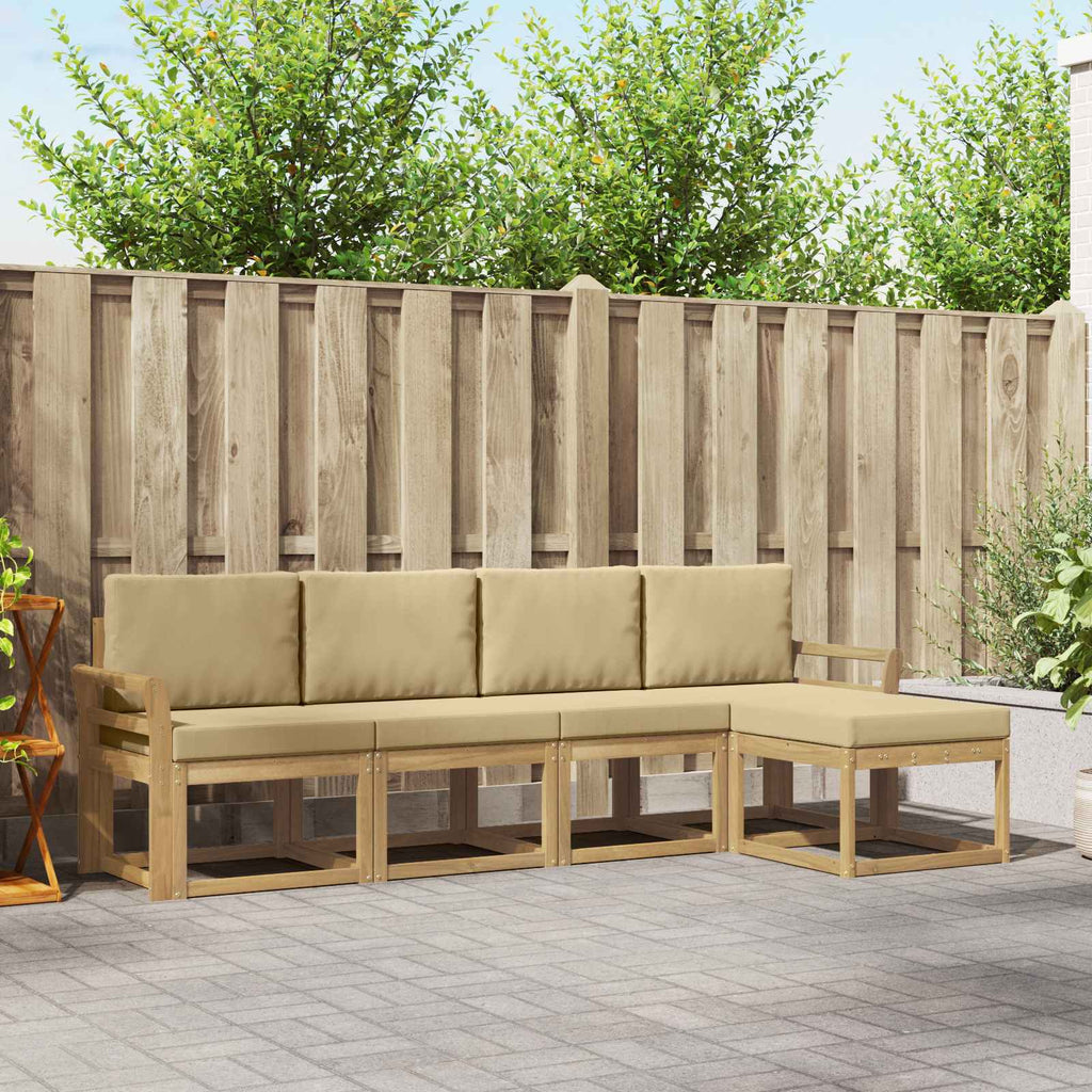 Conjunto de sofás de exterior con cojín 10 pcs Blanco y Crema