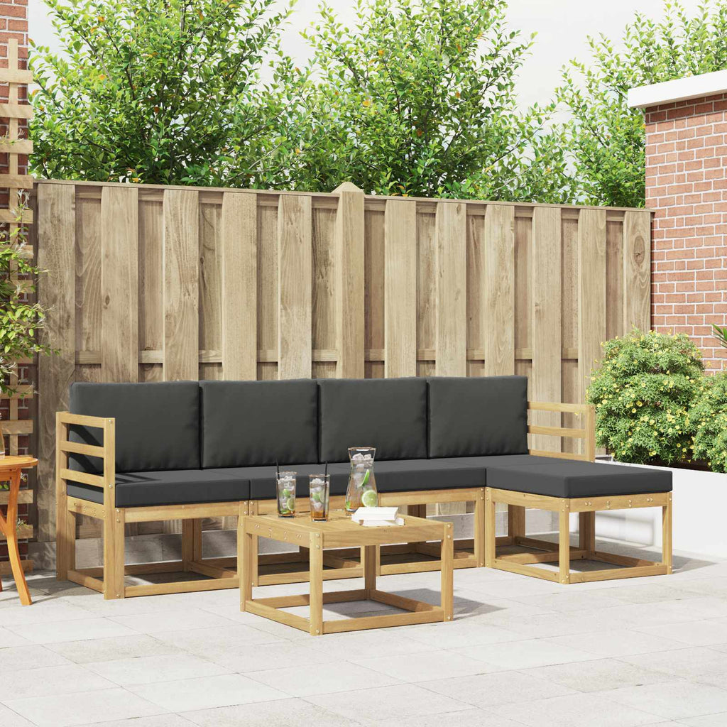 Conjunto de sofás de exterior 6 pcs Blanco y Antracita