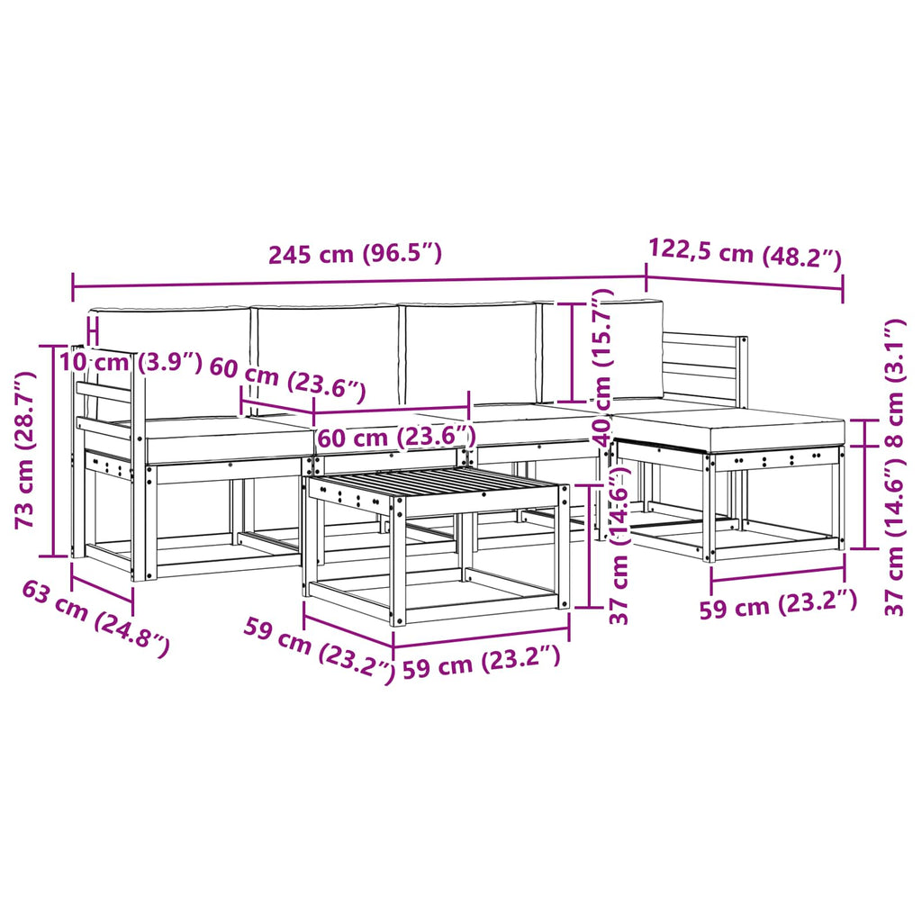 Conjunto de sofás de exterior 6 pcs Blanco y Antracita