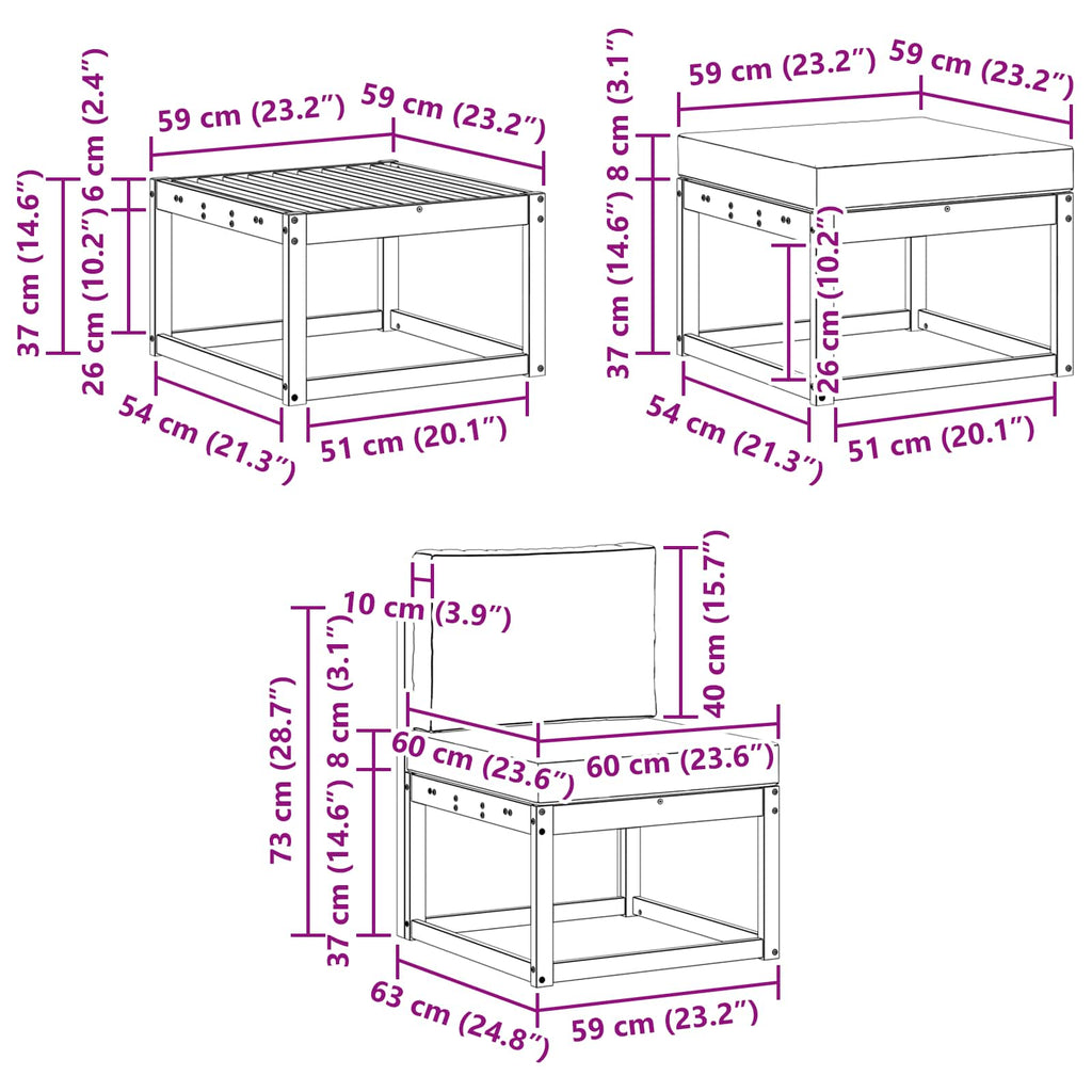 Conjunto de sofás de exterior 6 pcs Blanco y Antracita