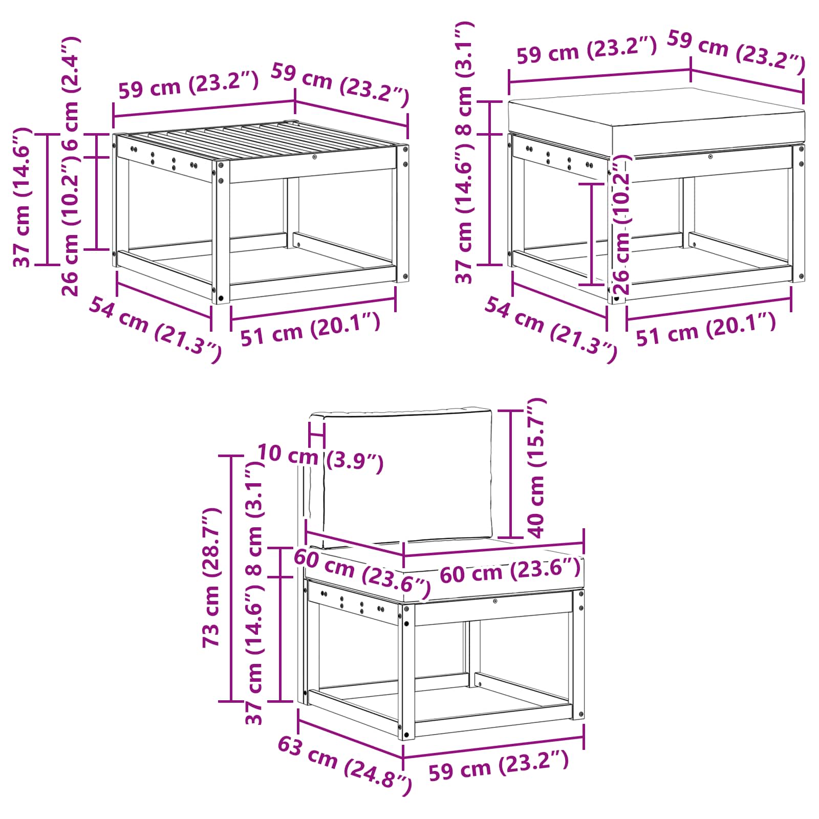 Conjunto de sofás de exterior 6 pcs Blanco y Antracita