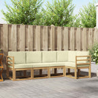 Conjunto de sofás de exterior con cojín 5 pcs Blanco y Crema