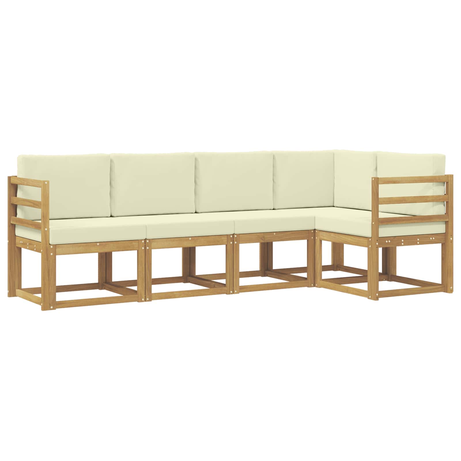 Conjunto de sofás de exterior con cojín 5 pcs Blanco y Crema
