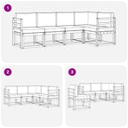 Conjunto de sofás de exterior con cojín 5 pcs Blanco y Crema