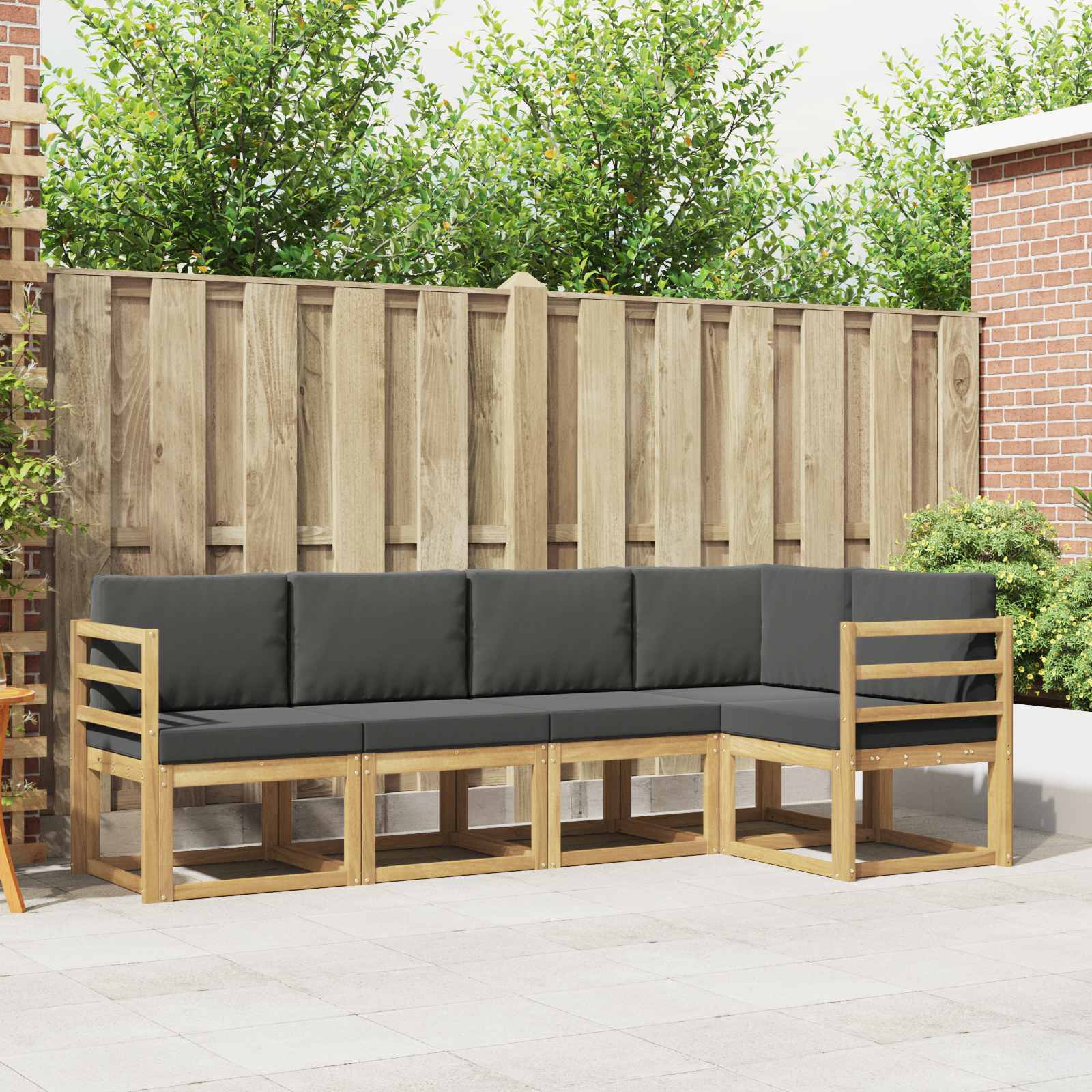 Conjunto de sofás de exterior 5 pcs Blanco y Antracita