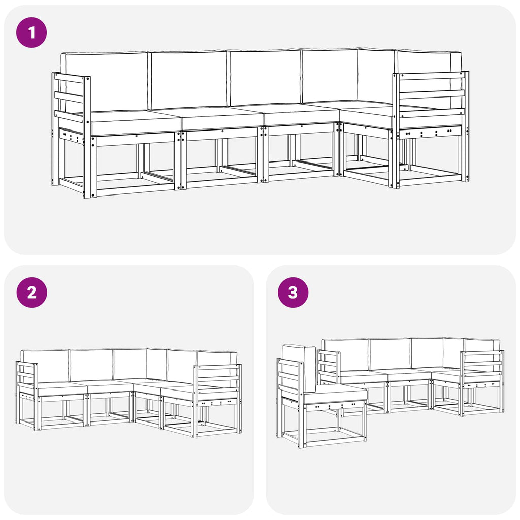 Conjunto de sofás de exterior 5 pcs Blanco y Antracita