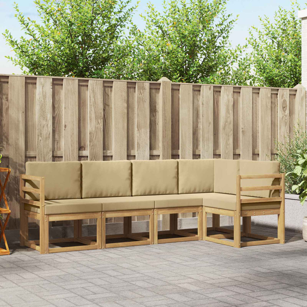 Conjunto de sofás de exterior con cojín 5 pcs y Beige