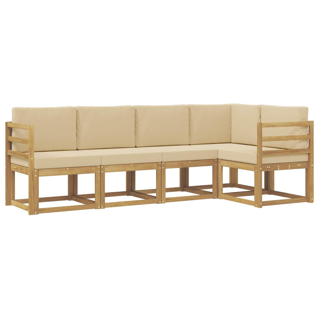 Conjunto de sofás de exterior con cojín 5 pcs y Beige