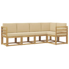 Conjunto de sofás de exterior con cojín 5 pcs y Beige