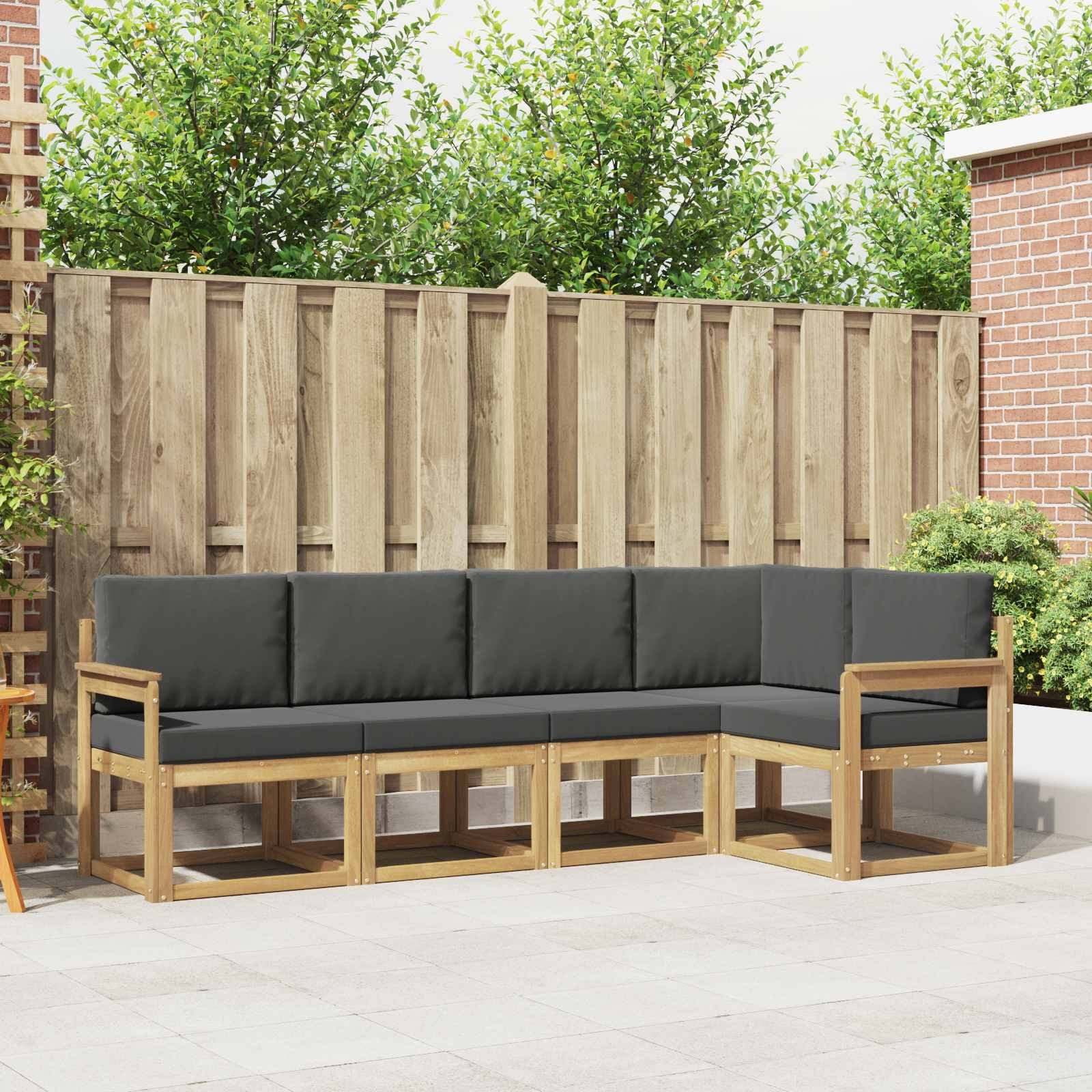 Conjunto de sofás de exterior 5 pcs Blanco y Antracita