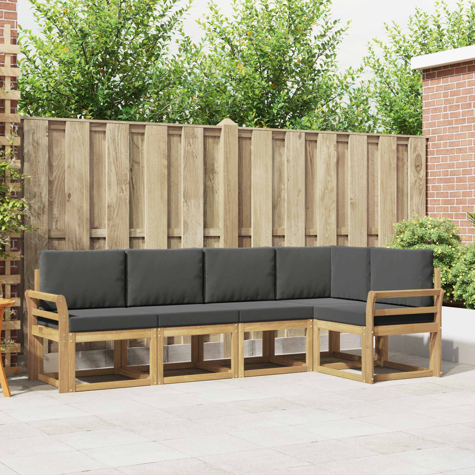 Conjunto de sofás de exterior 5 pcs Blanco y Antracita