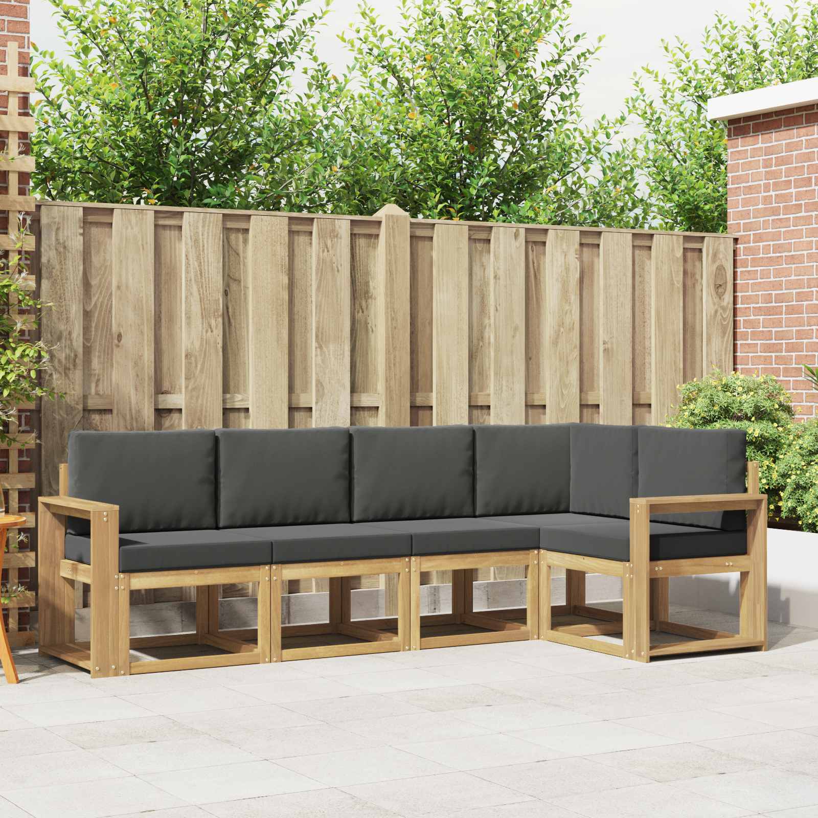 Conjunto de sofás de exterior 5 pcs Blanco y Antracita