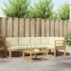 Conjunto de sofás de exterior con cojín 6 pcs Blanco y Crema