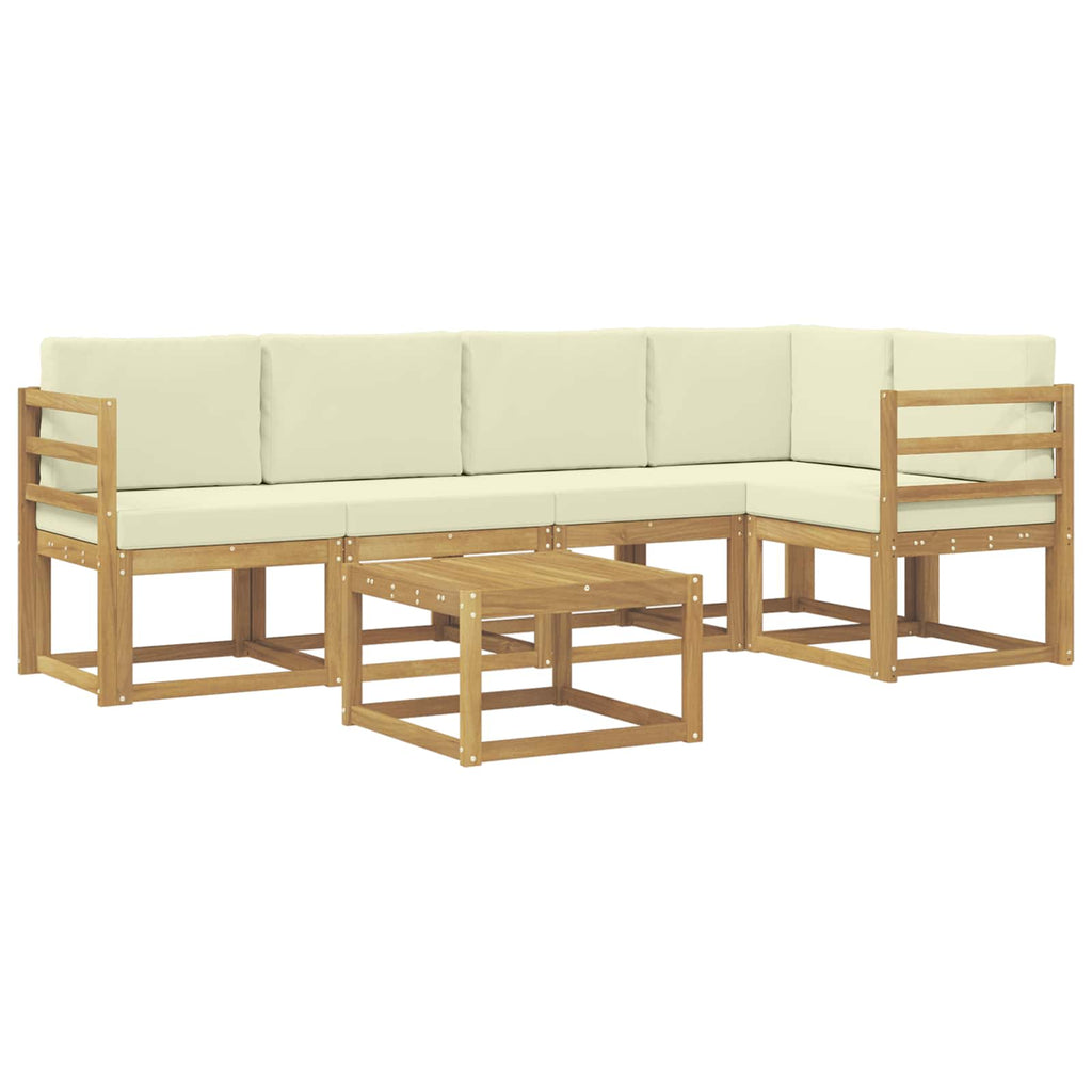 Conjunto de sofás de exterior con cojín 6 pcs Blanco y Crema