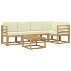 Conjunto de sofás de exterior con cojín 6 pcs Blanco y Crema