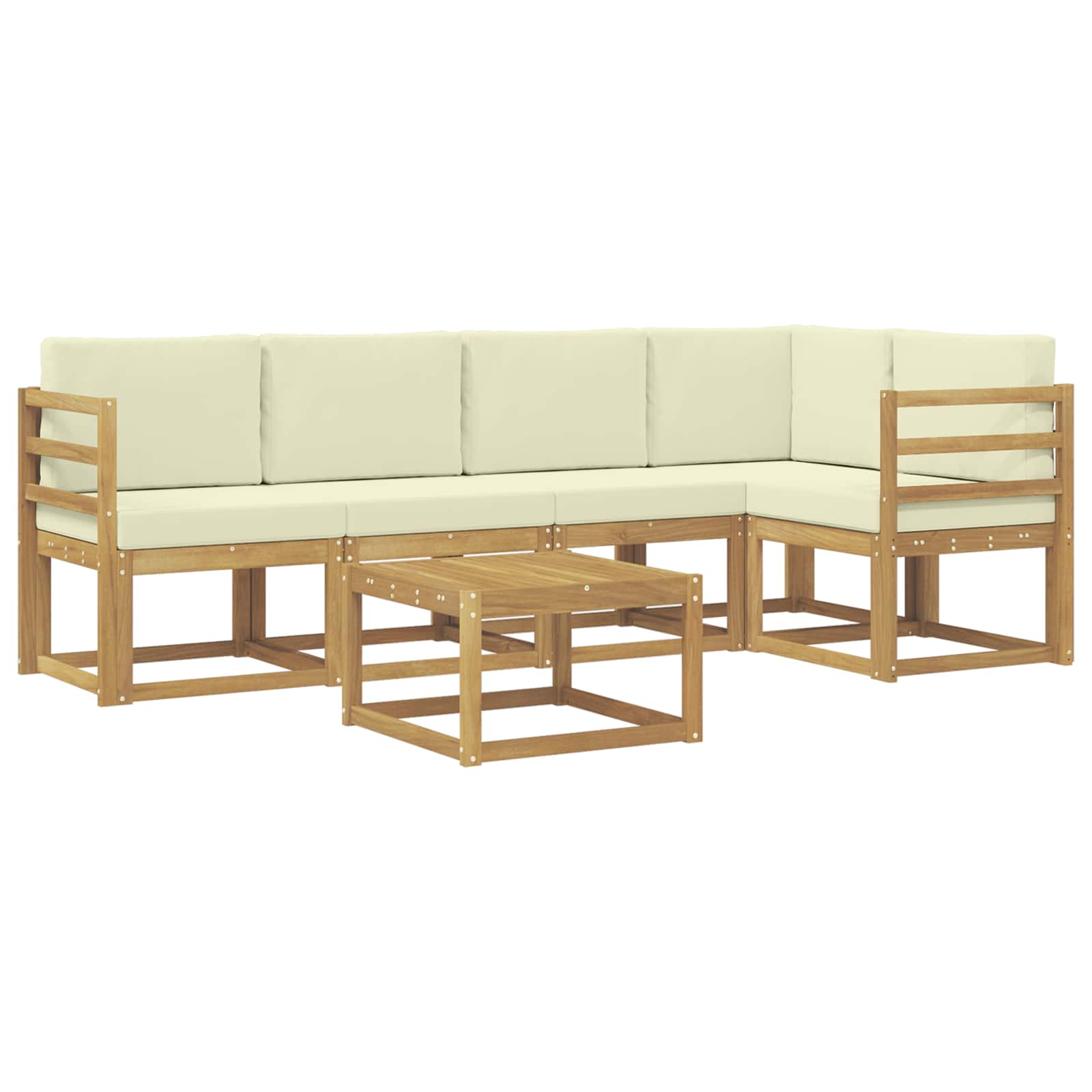 Conjunto de sofás de exterior con cojín 6 pcs Blanco y Crema