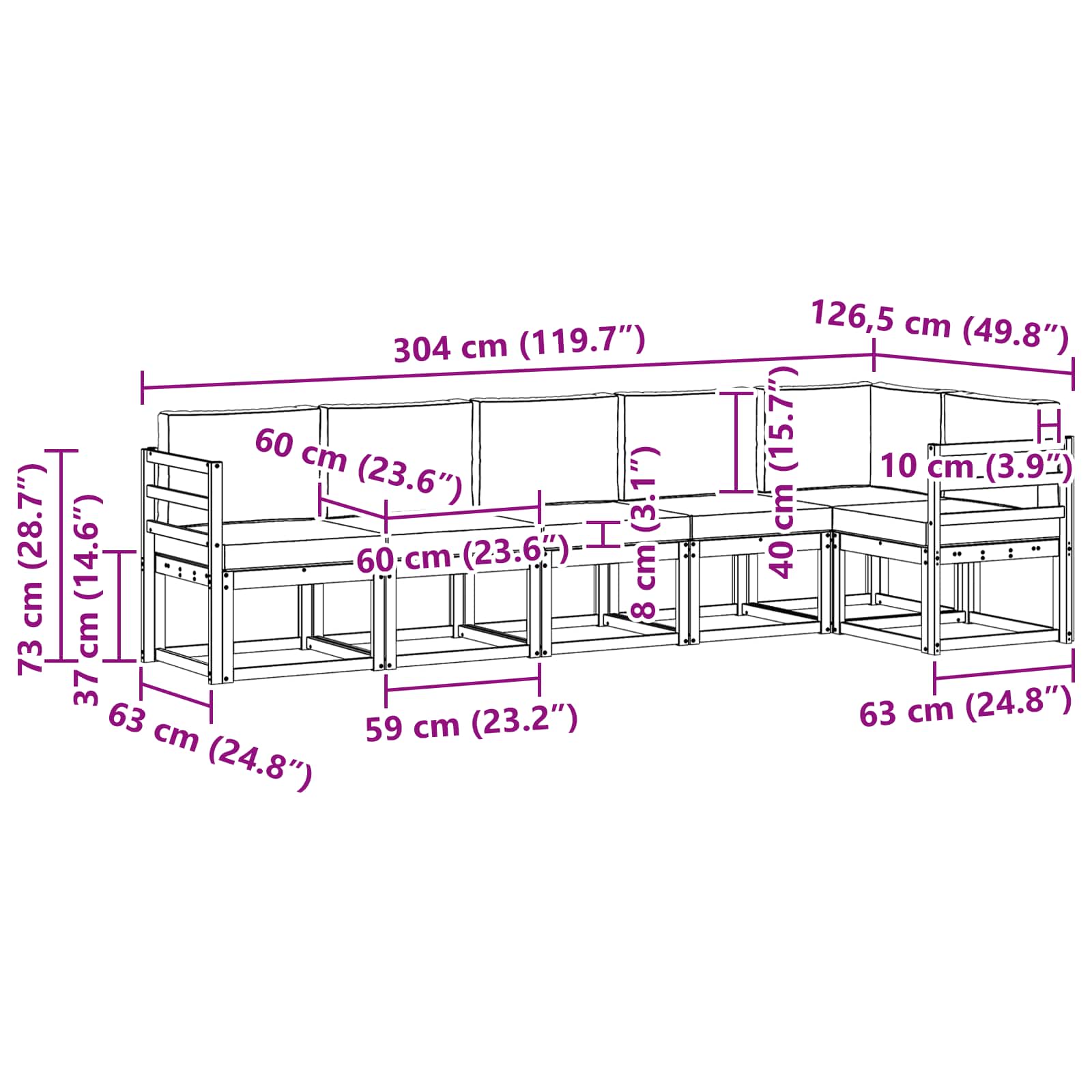 Conjunto de sofás de exterior 6 pcs Blanco y Antracita