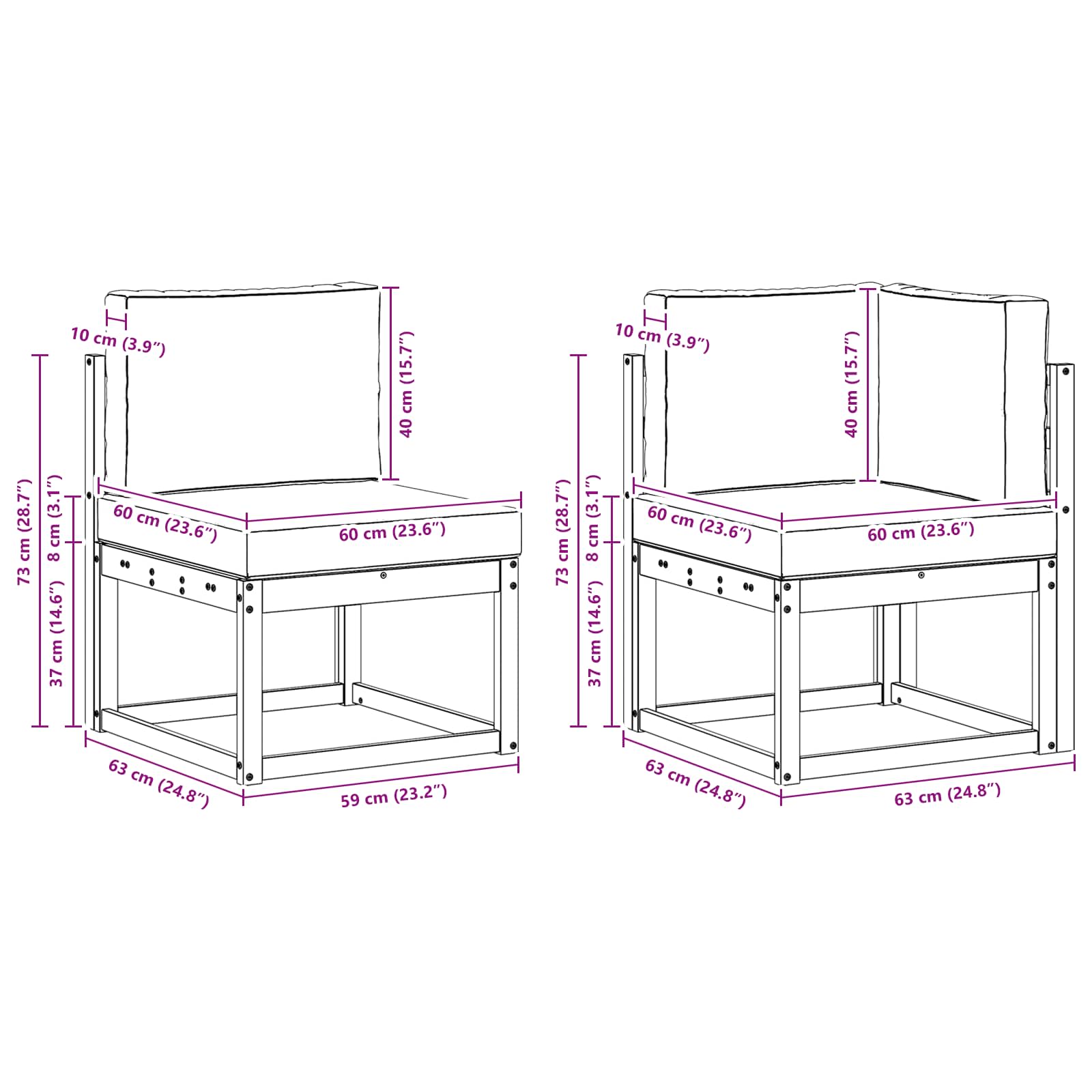 Conjunto de sofás de exterior 6 pcs Blanco y Antracita