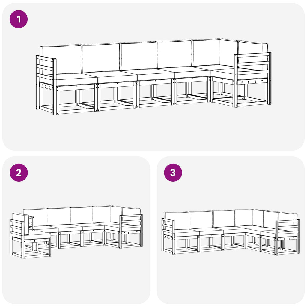 Conjunto de sofás de exterior 6 pcs Blanco y Antracita