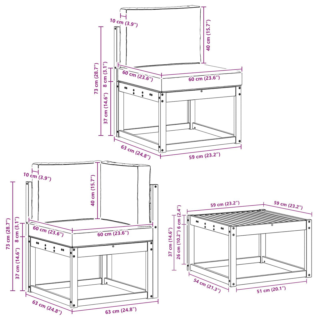 Conjunto de sofás de exterior 7 pcs Blanco y Antracita