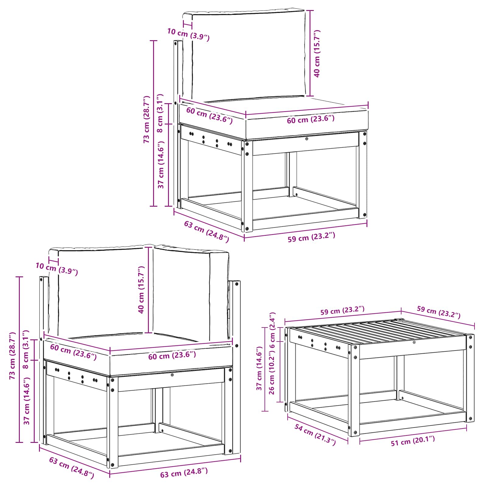 Conjunto de sofás de exterior 7 pcs Blanco y Antracita