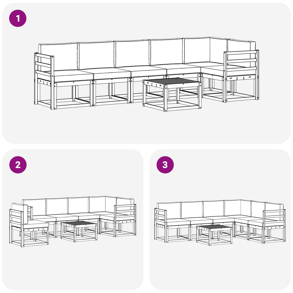 Conjunto de sofás de exterior 7 pcs Blanco y Antracita