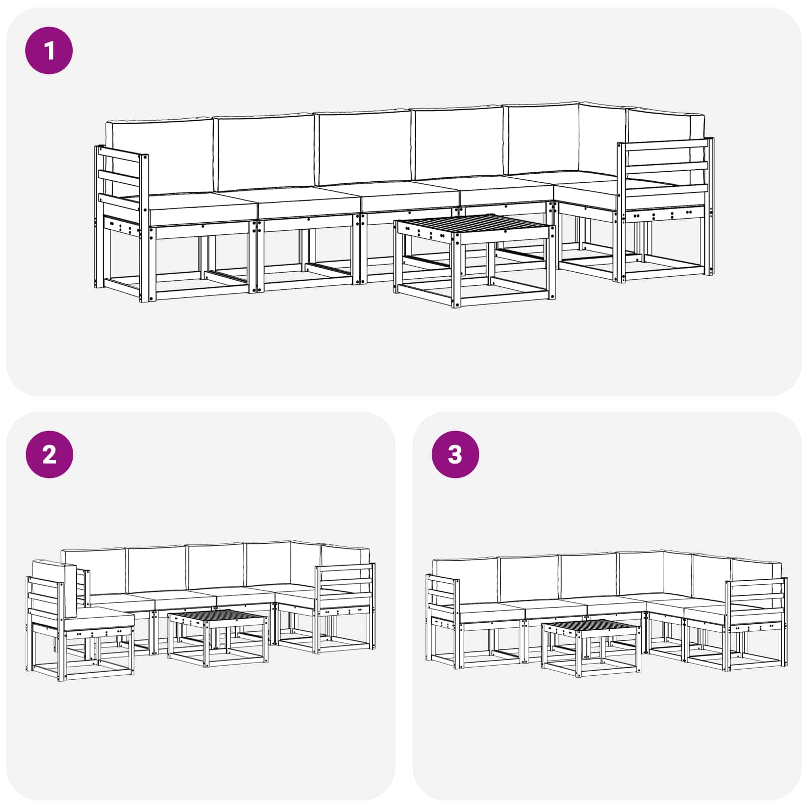 Conjunto de sofás de exterior 7 pcs Blanco y Antracita