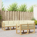 Conjunto de sofás de exterior 8 pcs Blanco y Crema Poliéster